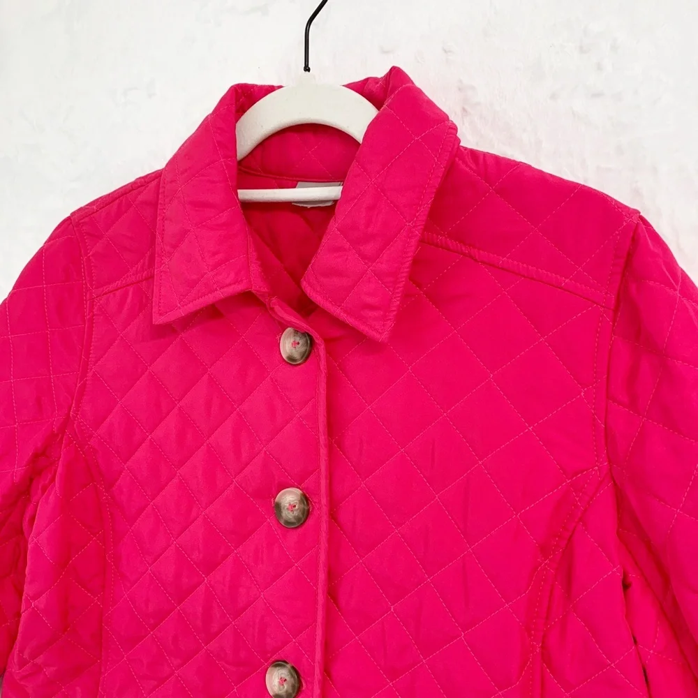 Chico's Hot Pink Quilted Barn Jacket Sz M 8/10